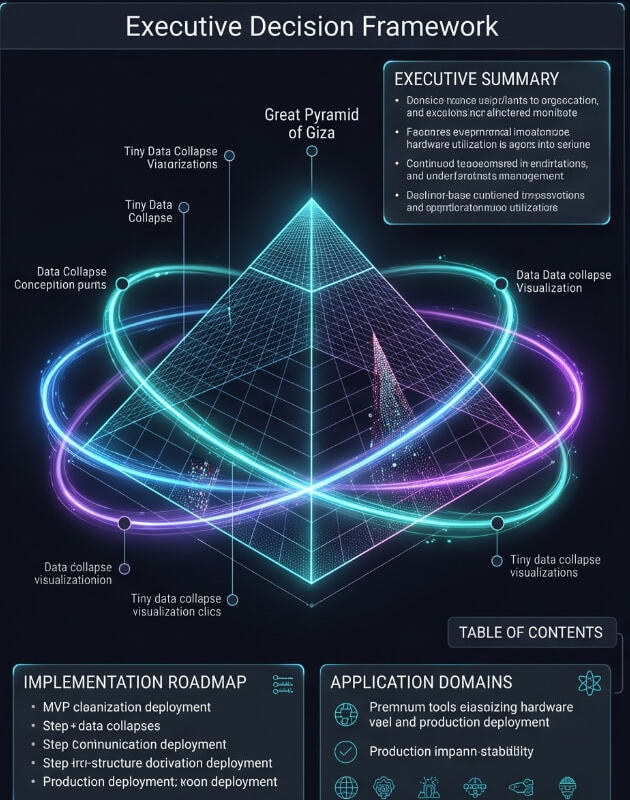 Executive decision framework rendered as the Great Pyramid of Giza data geometry